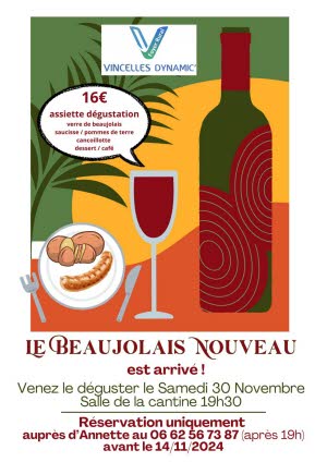 Soirée Beaujolais Nouveau à Vincelles