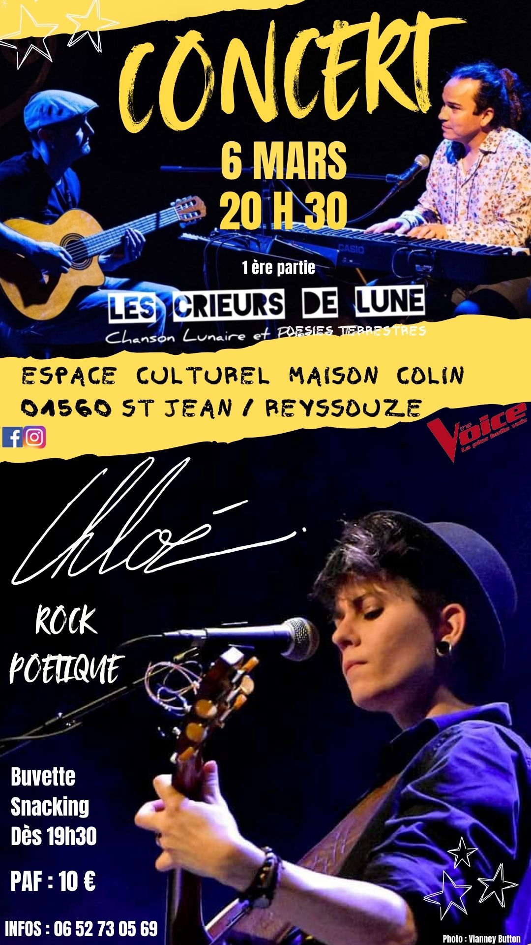 CONCERT : CHLOE & LES CRIEURS DE LUNE dans l'AIN à St Jean Sur Reyssouze